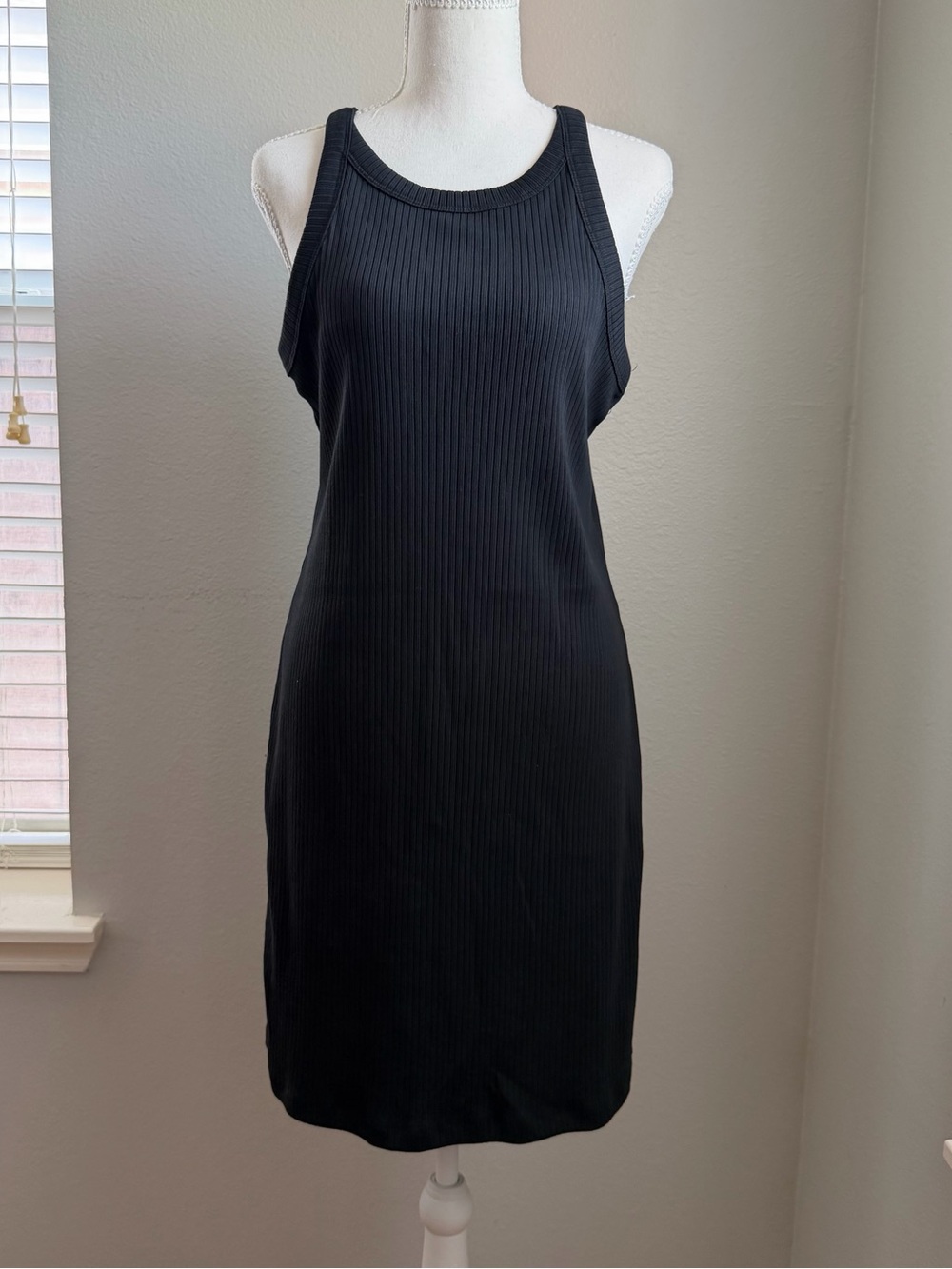 Gap Ribbed Black Sleeveless Tank Midi Dress Crewneck Bodycon Casual Stretch F